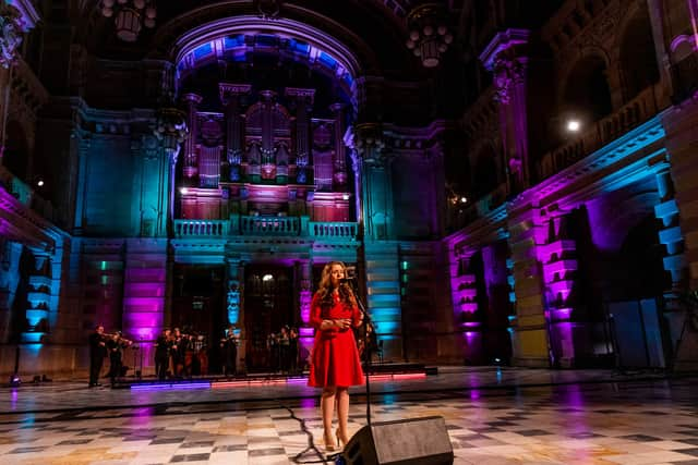 Lewis-born Gaelic singer Mischa MacPherson performing in Glasgow's iconic Kelvingrove Art Gallery and Museum. Picture: Gaelle Beri