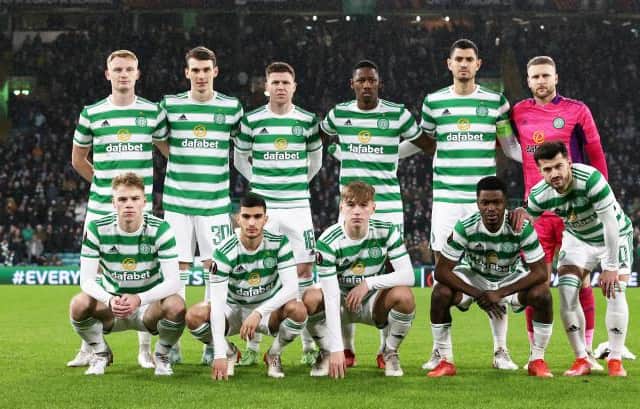 Celtic manager Ange Postecoglou made 11 changes to his starting line-up for the Europa League game against Real Betis. (Back - Left to Right) Liam Scales, Liam Shaw, James McCarthy, Osaze Orhogide, Nir Bitton and Scott Bain. (Front - Left to Right) Stephen Welsh, Liel Abada, Adam Montgomery, Ismaila Soro and Albian Ajeti. (Photo by Craig Williamson/SNS Group)