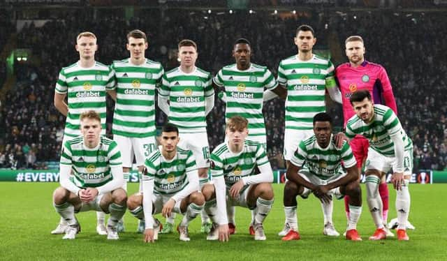 Celtic manager Ange Postecoglou made 11 changes to his starting line-up for the Europa League game against Real Betis. (Back - Left to Right) Liam Scales, Liam Shaw, James McCarthy, Osaze Orhogide, Nir Bitton and Scott Bain. (Front - Left to Right) Stephen Welsh, Liel Abada, Adam Montgomery, Ismaila Soro and Albian Ajeti. (Photo by Craig Williamson/SNS Group)