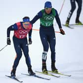 Scotland's Andrew Musgrave and Andrew Young, representing Team GB, handover during the cross country men's team sprint free semi final at the PyeongChang 2018 Winter Olympic Games. Picture by Matthias Hangst/Getty Images