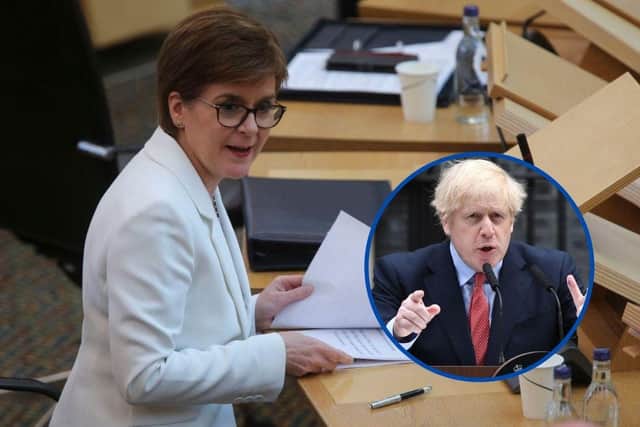 In a tweet this morning, Ms Sturgeon took aim at Boris Johnson, who will make the case for the strength of the union as he meets Scottish business owners recovering from the economic impact of coronavirus.