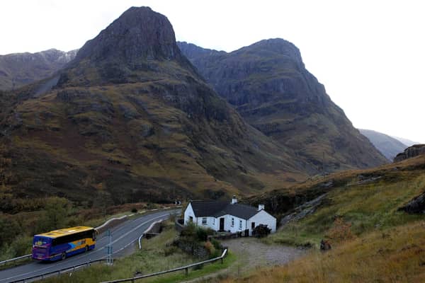 Allt na Reigh cottage, which belonged to Jimmy Savile, in Glen Coe. The empty property, which suffers from repeated vandalism, is due to be torn down with a new house built in its place but concerns have been raised about its impact on the beauty spot. PIC: Andrew Milligan/PA Wire