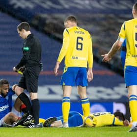 Kemar Roofe's ban relates to this incident with Murray Davidson during the Rangers-St Johnstone match last week.