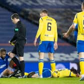 Kemar Roofe's ban relates to this incident with Murray Davidson during the Rangers-St Johnstone match last week.
