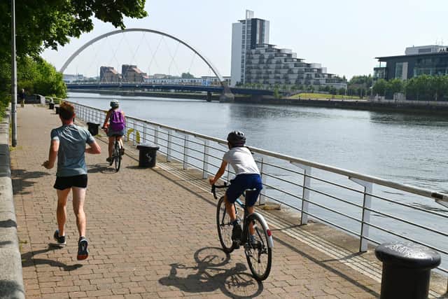 GoBike said the route along the Clyde past the Clyde Arc or "Squinty Bridge" was used by thousands of people a day. Picture: John Devlin