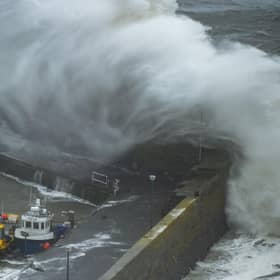 Storm Babet hits Stonehaven harbour. Picture: Lisa Ferguson