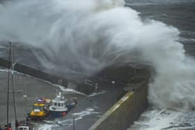 Storm Babet hits Stonehaven harbour. Picture: Lisa Ferguson