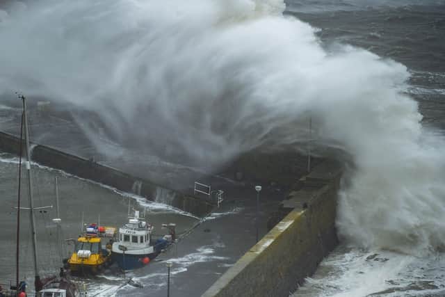 Storm Babet hits Stonehaven harbour. Picture: Lisa Ferguson