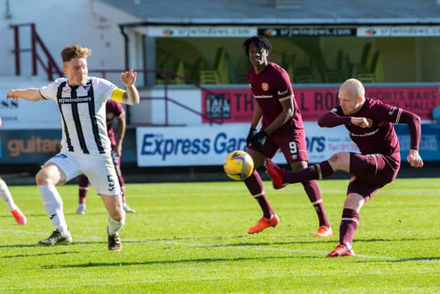 Steven Naismith tries to break the deadlock during Hearts' 0-0 draw with Dunfermline.