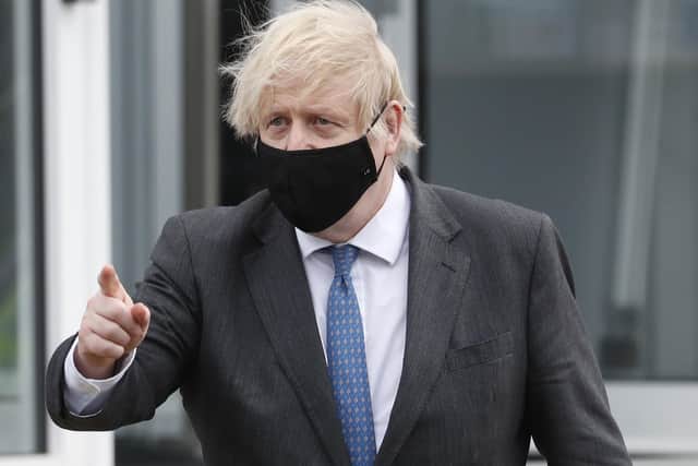 Prime minister Boris Johnson during a visit to South Wales Police Headquarters in Bridgend. Picture date: Wednesday February 17, 2021. PA Photo.Coronavirus. Photo credit : Alastair Grant/PA Wire