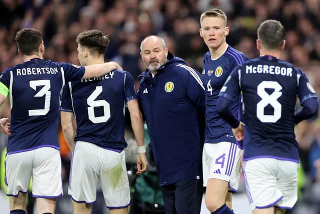 Scotland manager Steve Clarke sought to dampen down the excitement following the 2-0 defeat of Spain (Picture: Steve Welsh/PA)