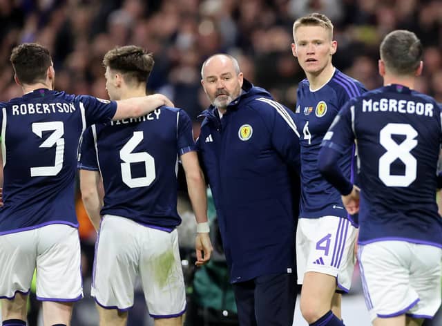 Scotland manager Steve Clarke sought to dampen down the excitement following the 2-0 defeat of Spain (Picture: Steve Welsh/PA)