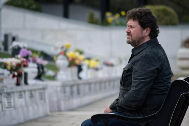 Undated Handout Photo from Wonderful Wales with Michael Ball. Pictured: Michael reflecting upon the graves of those that died in the Aberfan Disaster. See PA Feature SHOWBIZ TV Ball. Picture credit should read: PA Photo/Wildflame Productions. All Rights Reserved. WARNING: This picture must only be used to accompany PA Feature SHOWBIZ TV Ball