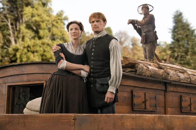 Sam Heughan, seen here with co-star and fellow Scot Catriona Balfe, has spoken about his school years in Edinburgh