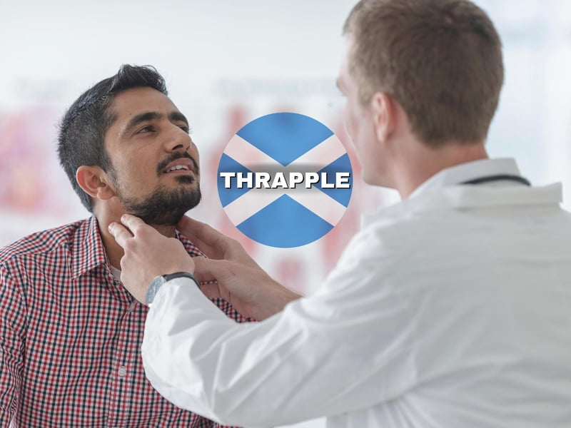 A “thrapple” is a throat or windpipe. To help you remember it, remember that men have an Adam’s apple in this area; apples and thrapples, rhyming is always a strong mnemonic.