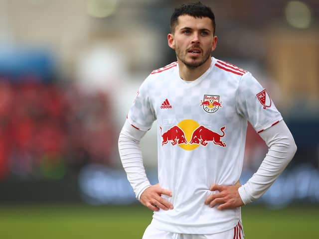 Lewis Morgan scored a stunning long-range volley for New York Red Bulls in the 4-1 win over DC United.  (Photo by Vaughn Ridley/Getty Images)