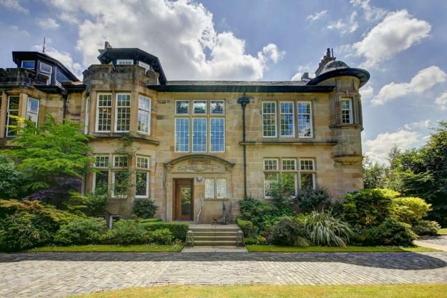 One of the finest homes in the West End of Glasgow, 40 Cleveden Drive has five bedrooms with ensuite bathrooms, a library, drawing room, dining room, entertaining kitchen, conservatory, games room, cinema, and a wrap around terrace with glass balustrade. There's also a private driveway and 0.37 acres of south facing gardens. The current owners are looking for a minimum of £2.9 million to sell.