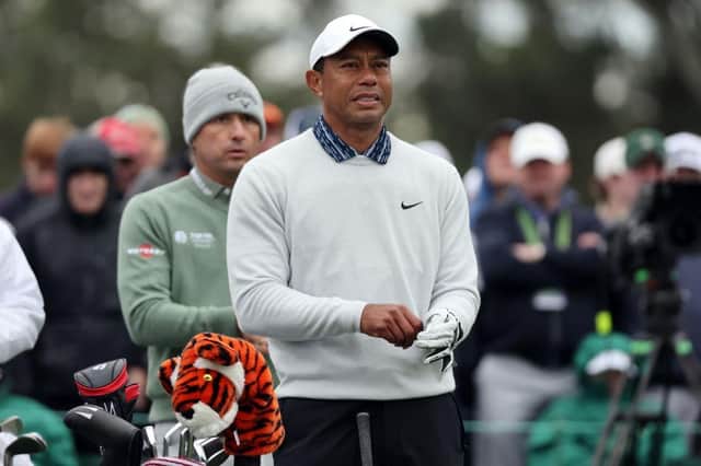 Tiger Woods was waiting on the 11th tee when Bob MacIntyre had to re-load in the third round of The Masters at Augusta National in April. Piture: Gregory Shamus/Getty Images.
