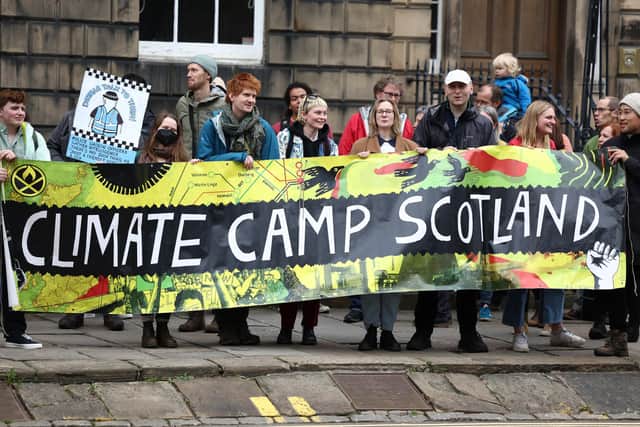 Climate activists protest outside the Bute House residence of the First Minister in April this year (Picture: Jeff J Mitchell/Getty Images)