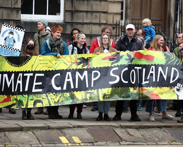 Climate activists protest outside the Bute House residence of the First Minister in April this year (Picture: Jeff J Mitchell/Getty Images)