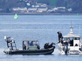Police boats taking part in the rescue operation in the Firth of Clyde near Greenock (Pic:: Jane Barlow/PA Wire)