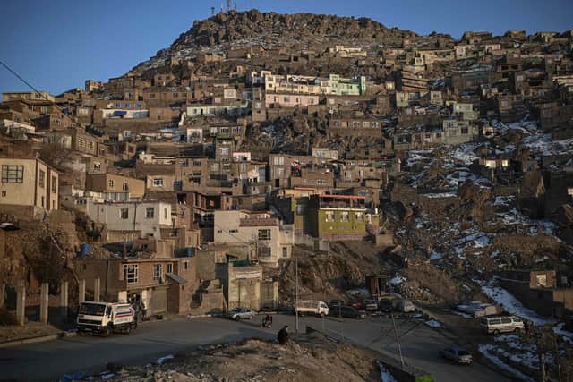 A general view of residential houses built on a hill is pictured in Kabul. Picture: Mohd Rasfan/AFP via Getty Images