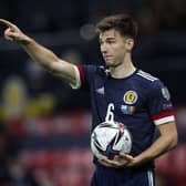 Scotland defender Kieran Tierney is currently sidelined by an ankle injury which has seen him miss Arsenal's last three matches. (Photo by Ian MacNicol/Getty Images)