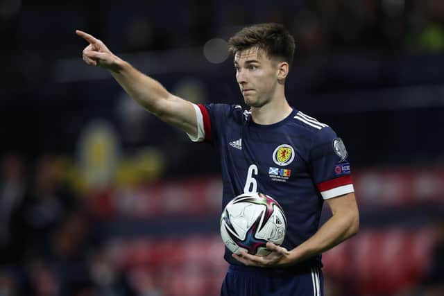Scotland defender Kieran Tierney is currently sidelined by an ankle injury which has seen him miss Arsenal's last three matches. (Photo by Ian MacNicol/Getty Images)