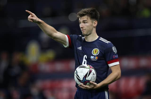 Scotland defender Kieran Tierney is currently sidelined by an ankle injury which has seen him miss Arsenal's last three matches. (Photo by Ian MacNicol/Getty Images)