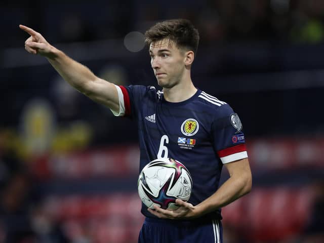 Scotland defender Kieran Tierney is currently sidelined by an ankle injury which has seen him miss Arsenal's last three matches. (Photo by Ian MacNicol/Getty Images)