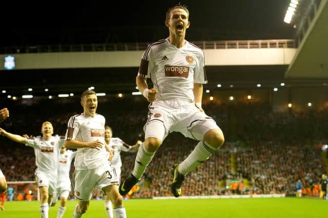 David Templeton put Hearts ahead in Liverpool. Picture: SNS