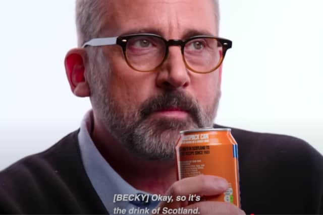 Steve Carell tries Irn-Bru for the first time (LadBible)