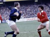 Scotland's David Leslie (left) in action against Wales in a Five Nations fixture in March 1985.