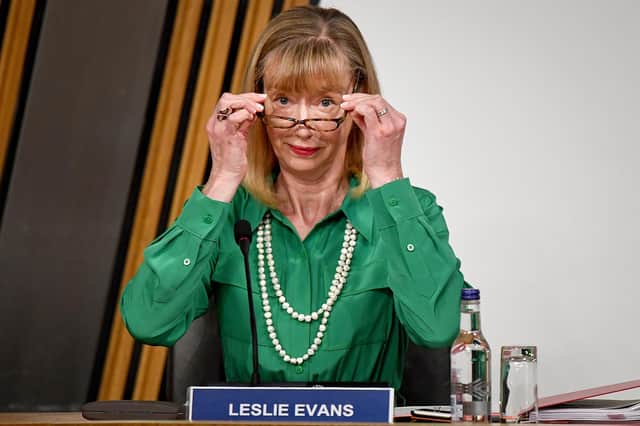 Permanent Secretary Leslie Evans gives evidence at Holyrood to a Scottish Parliament committee examining the handling of harassment allegations against former first minister Alex Salmond. Picture: PA