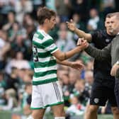 Celtic manager Ange Postecoglou with midfielder Matt O'Riley. (Photo by Craig Williamson / SNS Group)