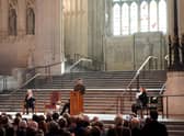 Ukrainian President Volodymyr Zelensky addresses parliamentarians in Westminster Hall, London, during his first visit to the UK since the Russian invasion of Ukraine.