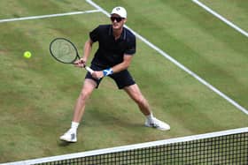 Jamie Murray plays a forehand during his doubles defeat at Queen's. (Photo by Luke Walker/Getty Images for LTA)