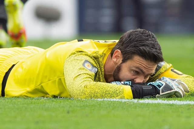 Hearts captain Craig Gordon looks dejected after defeat in the Scottish Cup final.