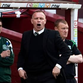 Then Hibs boss John Hughes went through all the emotions during the 6-6 game. Picture: SNS