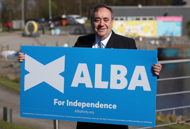 ALBA Party leader Alex Salmond at their party manifesto launch at the Falkirk Wheel in Falkirk (Photo: Andrew Milligan/PA Wire).