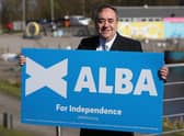 ALBA Party leader Alex Salmond at their party manifesto launch at the Falkirk Wheel in Falkirk (Photo: Andrew Milligan/PA Wire).
