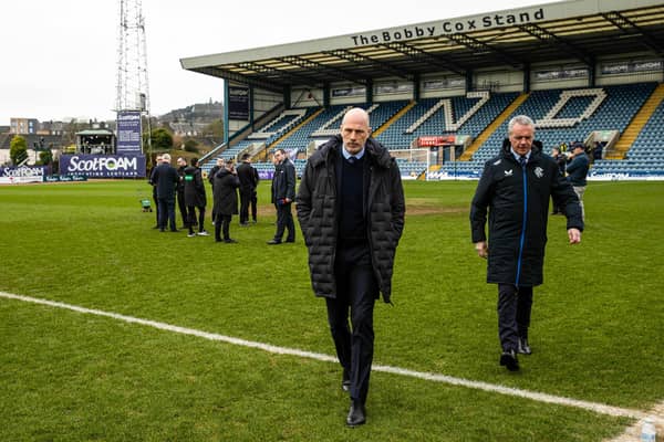 Rangers manager Phillipe Clement on the Dens Park pitch when the match against Dundee was first postponed on March 17. (Photo by Alan Harvey / SNS Group)