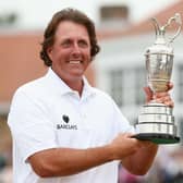 Phil Mickelson holds the Claret Jug after winning the 142nd Open Championship at Muirfield in 2013. Picture: Andrew Redington/Getty Images.