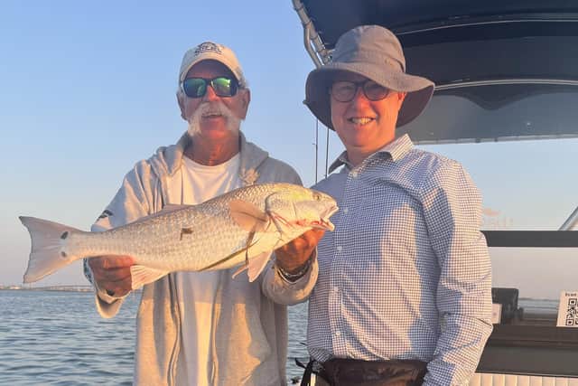 Will Slater with one of the fish he caught with the help of guide Alex Porter in Port Aransas (Picture: Will Slater)