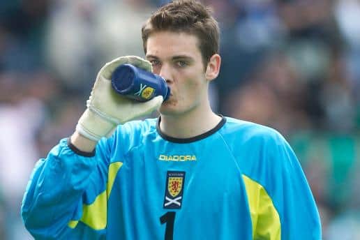 Craig Gordon, in action for Scotland against Trinidad and Tobago at Easter Road in 2004.