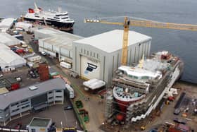 The Glen Rosa, right, at the Ferguson Marine shipyard in Port Glasgow on September 1, with Glen Sannox to the left. Picture: John Devlin