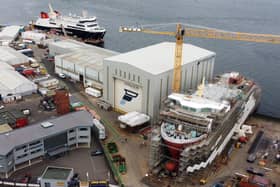 The Glen Rosa, right, at the Ferguson Marine shipyard in Port Glasgow on September 1, with Glen Sannox to the left. Picture: John Devlin