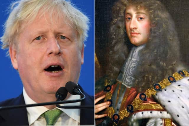 Boris Johnson, the current leader of the Conservative Party, and James II, the former Duke of York (Getty Images / Peter Lely)