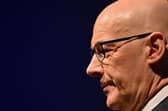 John Swinney speaks at the SNP's opening campaign launch in Glasgow yesterday (Picture: Andy Buchanan / AFP via Getty Images)
