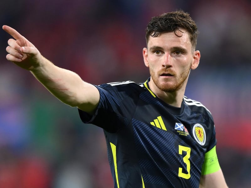 The Scotland captain and Liverpool left-back has had a good tournament thus far and will earn his 74th cap against Hungary in the left wing-back position.